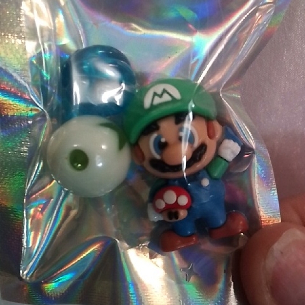 Green-Hat Mario Figurine with Blue Overalls